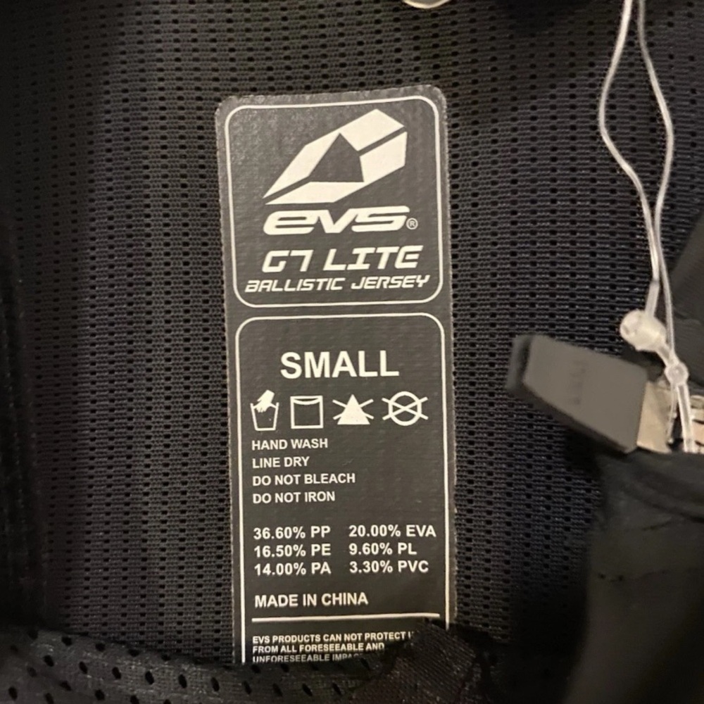 EVS Sports G7LITE-BK G7 Lite Ballistic Jersey Sz Small Protective Gear NWT - Picture 8 of 15